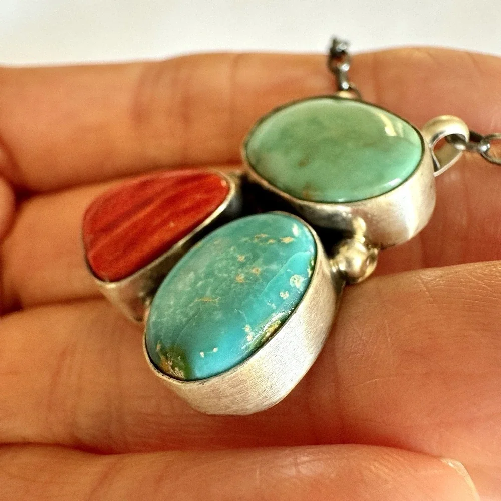 Mixed Turquoise Navajo‎ Cluster Y Necklace 16